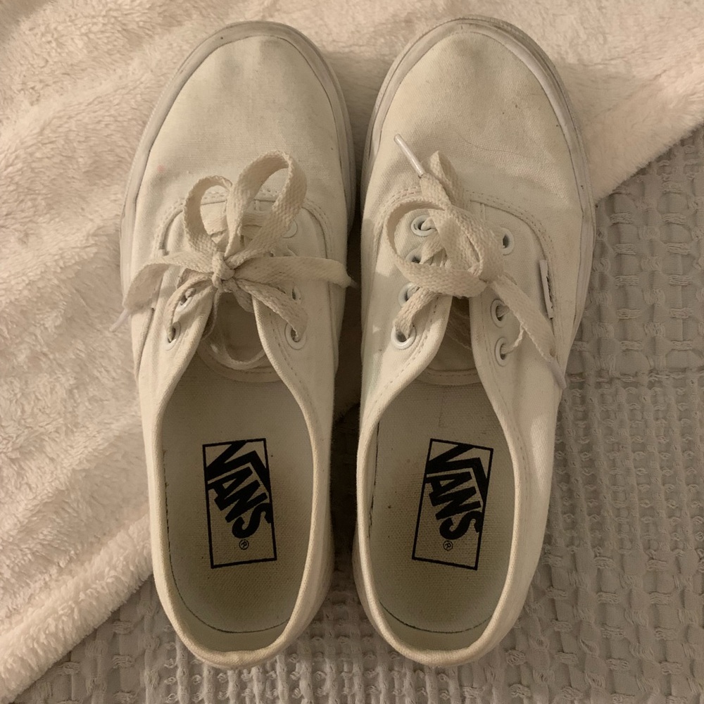 White Authentic Laced Vans